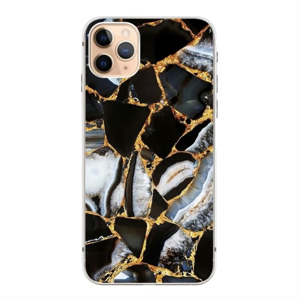 Shein Accessories Black Gold Marble Print Iphone 1 Pro Max Case Poshmark